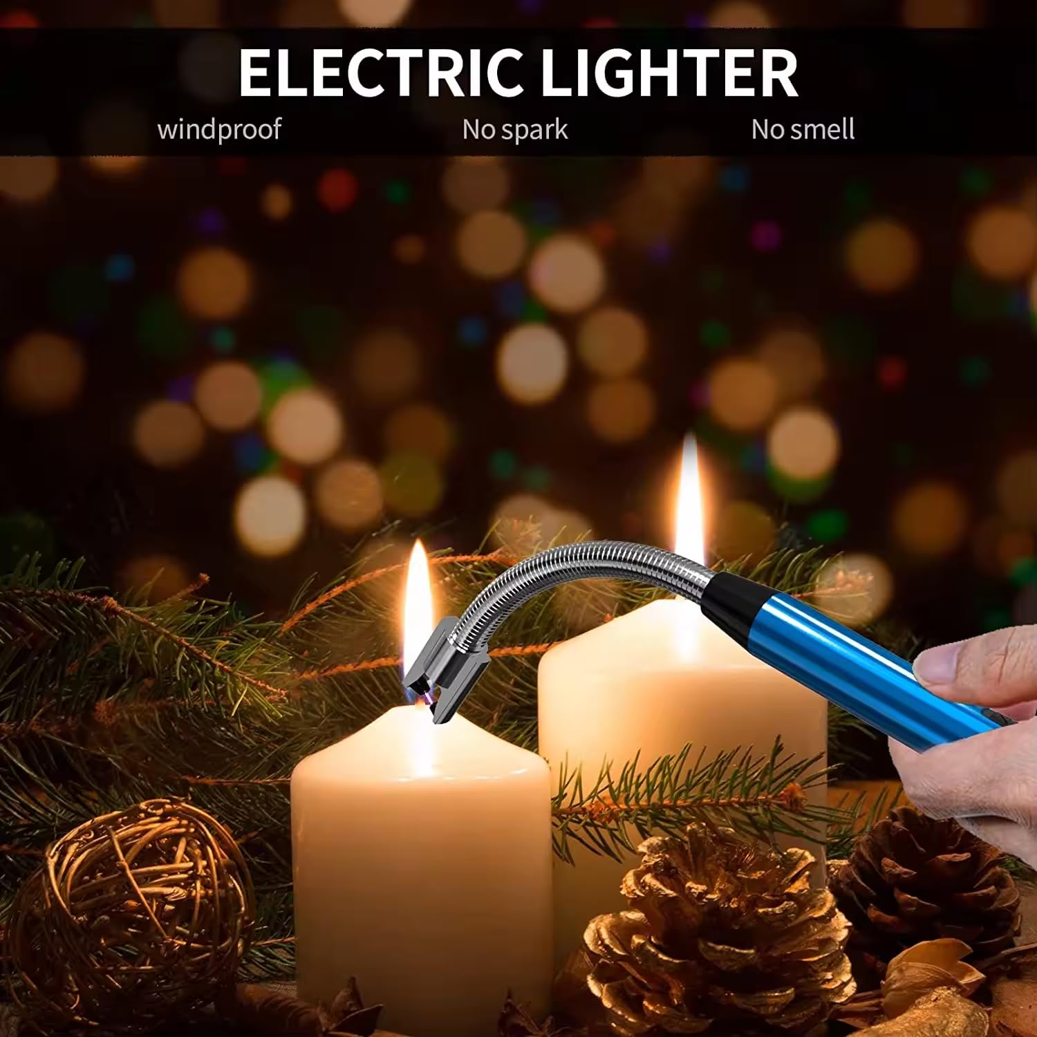 Electric Candle Lighter, Upgraded USB Rechargeable Lighter with LED Indicator, Flexible Long Neck Lighters for Candle, Camping, BBQ, Gas Stove - Image 3