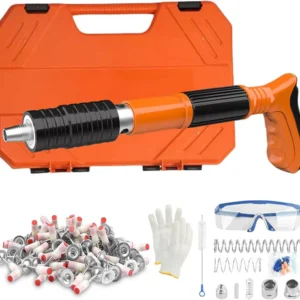 Heavy-Duty Concrete Nail Gun Kit with 10 Free Nails | Pneumatic/Manual Operation | High-Speed Nail Driver for Brick, Steel, Wood | Construction, Carpentry & DIY Projects