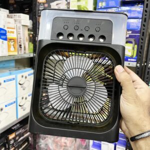 🔥10-inch USB Rechargeable Mist Cooling Fan with 3-Speed Settings, 500ml Water Tank, Ultra-Quiet & Portable for Home/Office/Outdoor – 360° Adjustable