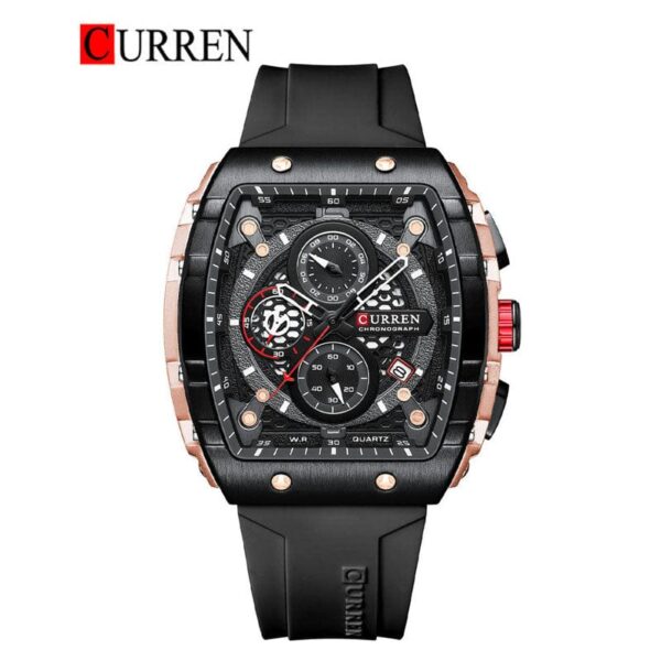 Chronograph Watch for Men - Luxury Sports Watch with Working Stopwatch, Date, Silicone Rubber Strap, Water Resistant, Two Colors (Black/Blue)