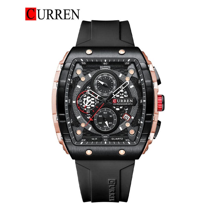 Chronograph Watch for Men - Luxury Sports Watch with Working Stopwatch, Date, Silicone Rubber Strap, Water Resistant, Two Colors (Black/Blue)