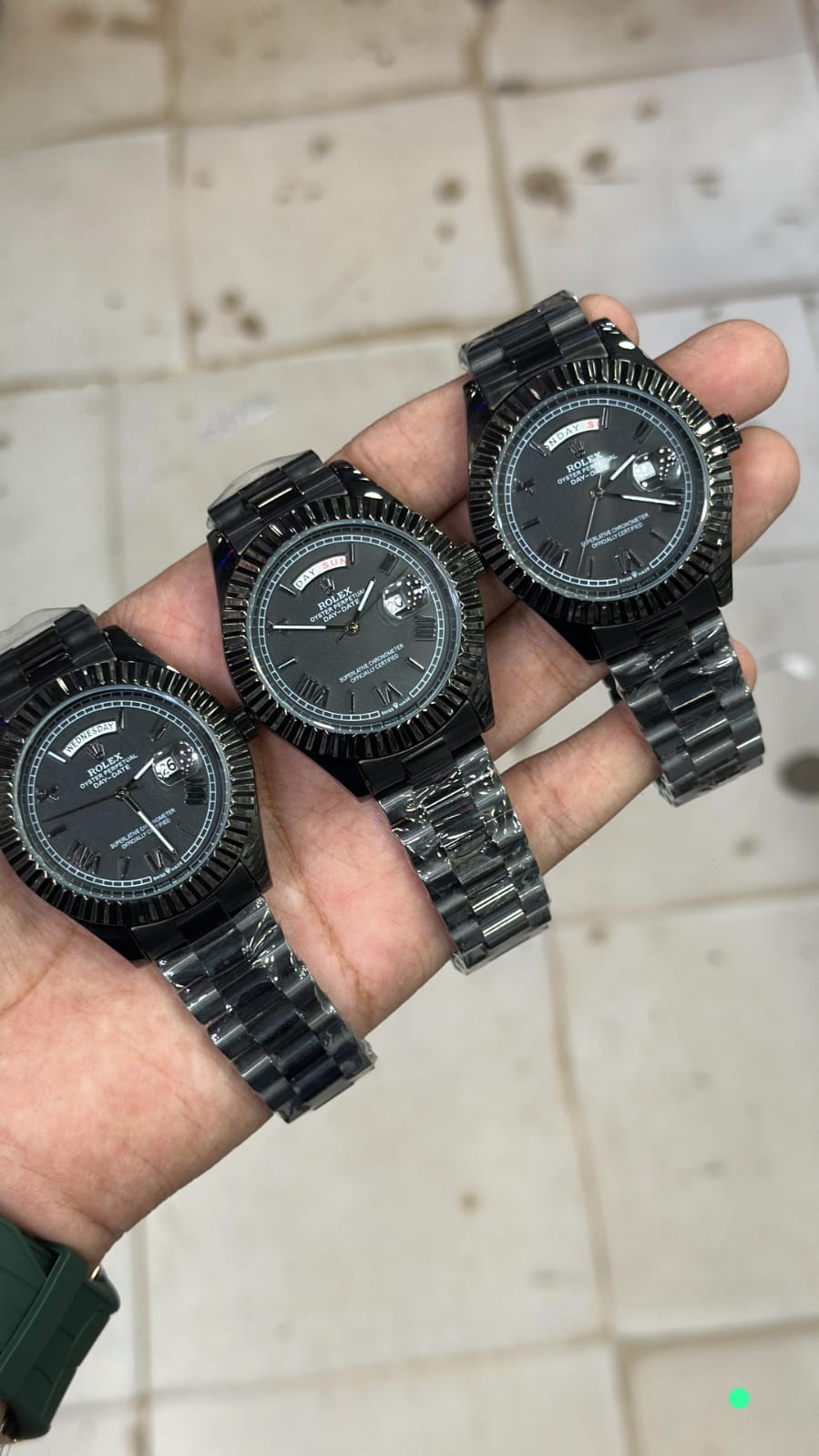 Rolex Full Black Day-Date Style Watch for Men | Quartz Movement | Radium Needles | Taj Lock | Full Day Display - Image 2