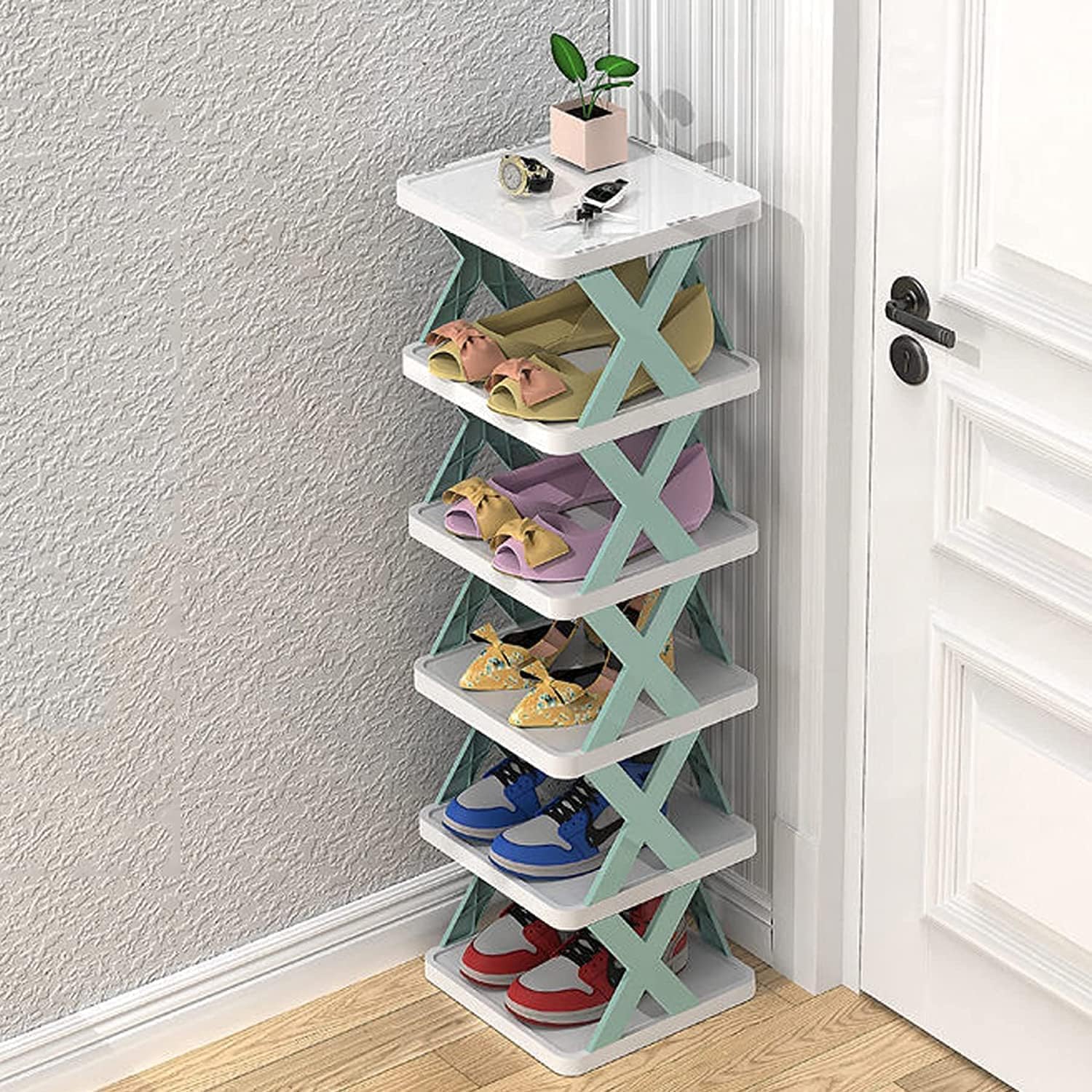 Multi-Layer Shoe Rack Stand | Lightweight Adjustable Plastic Shoe Organizer | Foldable, Space-Saving Shoe Cabinet for Home & Office | Portable Shoe Storage - Image 2