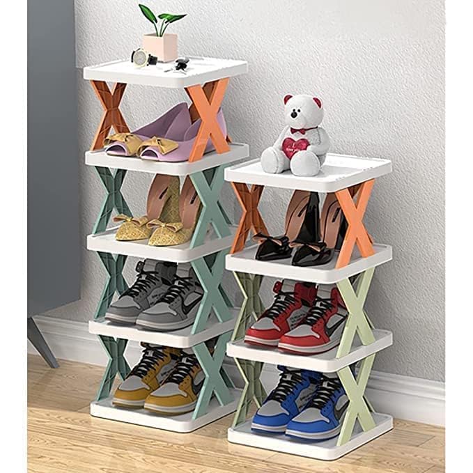 Multi-Layer Shoe Rack Stand | Lightweight Adjustable Plastic Shoe Organizer | Foldable, Space-Saving Shoe Cabinet for Home & Office | Portable Shoe Storage - Image 5