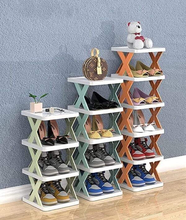 Multi-Layer Shoe Rack Stand | Lightweight Adjustable Plastic Shoe Organizer | Foldable, Space-Saving Shoe Cabinet for Home & Office | Portable Shoe Storage