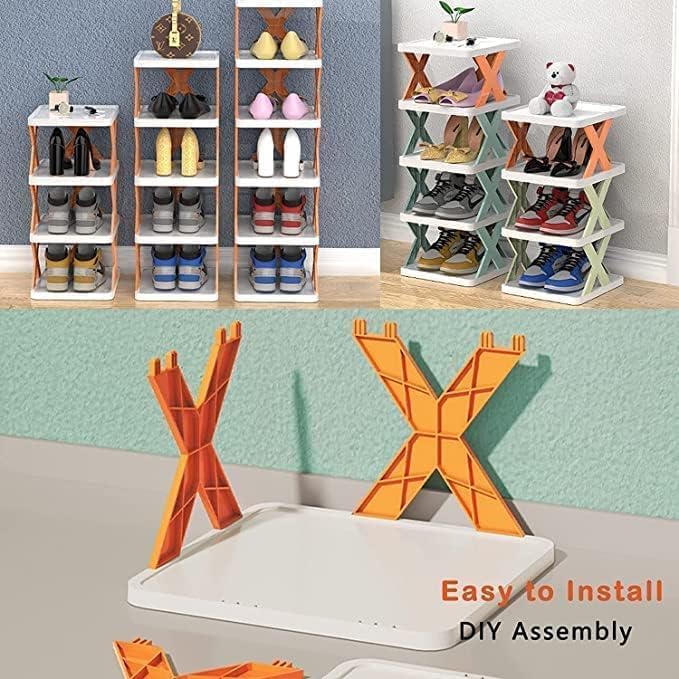 Multi-Layer Shoe Rack Stand | Lightweight Adjustable Plastic Shoe Organizer | Foldable, Space-Saving Shoe Cabinet for Home & Office | Portable Shoe Storage - Image 7