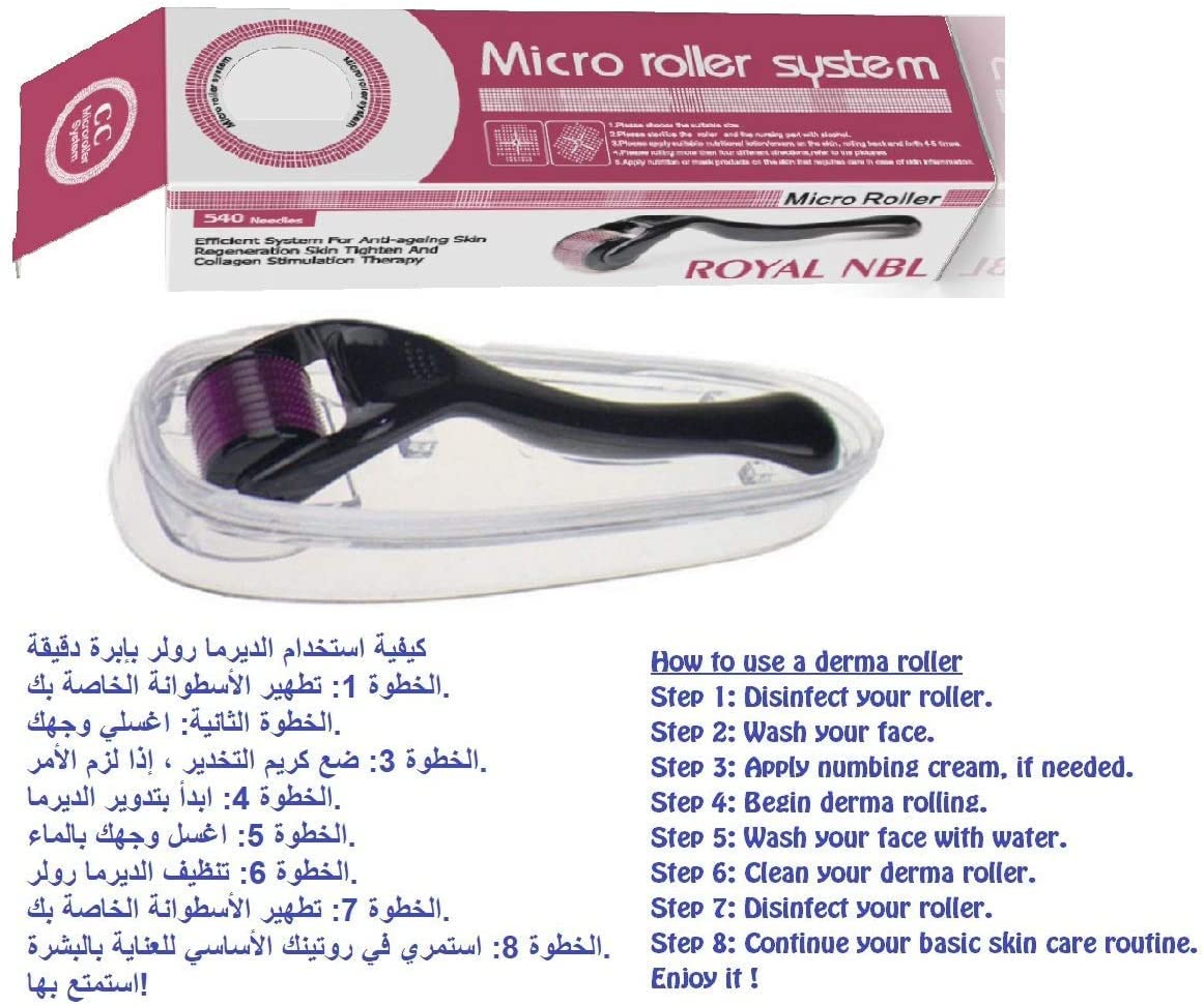 Titanium Derma Roller 0.25mm – Microneedle Face Roller for Skin Care, 540 Needles – Anti-Aging, Acne Scars, Wrinkles, Hair Growth – Includes Protective Case (1 Roller + Box) - Image 4