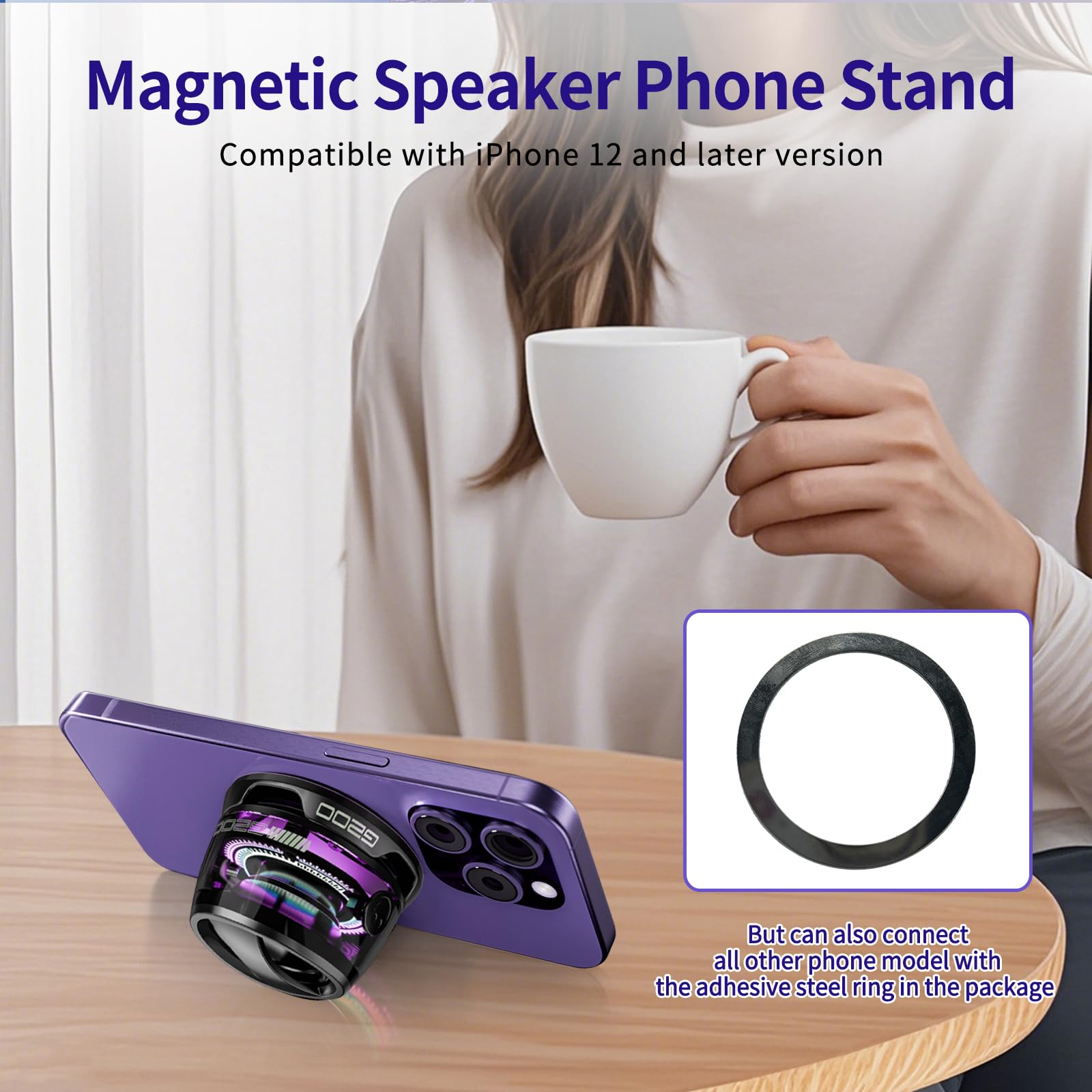 G200 Magnetic Bluetooth Speaker | Portable Mini Speaker with Phone Stand, RGB Lights, Game Mode, 7H Playtime | Wireless, Bass Boost, Perfect for Teens, Camping, Home Decor, Gifts - Image 7