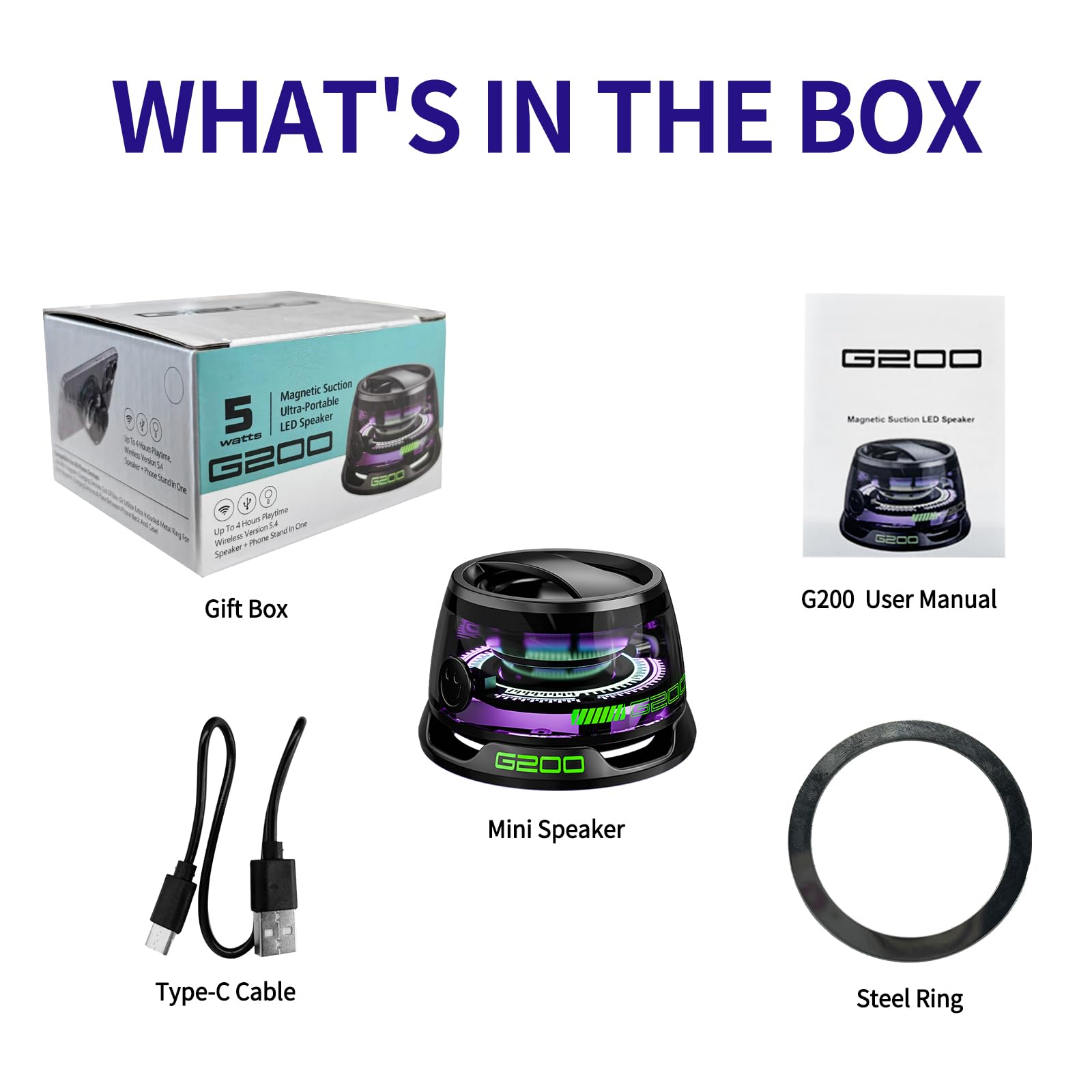 G200 Magnetic Bluetooth Speaker | Portable Mini Speaker with Phone Stand, RGB Lights, Game Mode, 7H Playtime | Wireless, Bass Boost, Perfect for Teens, Camping, Home Decor, Gifts - Image 8