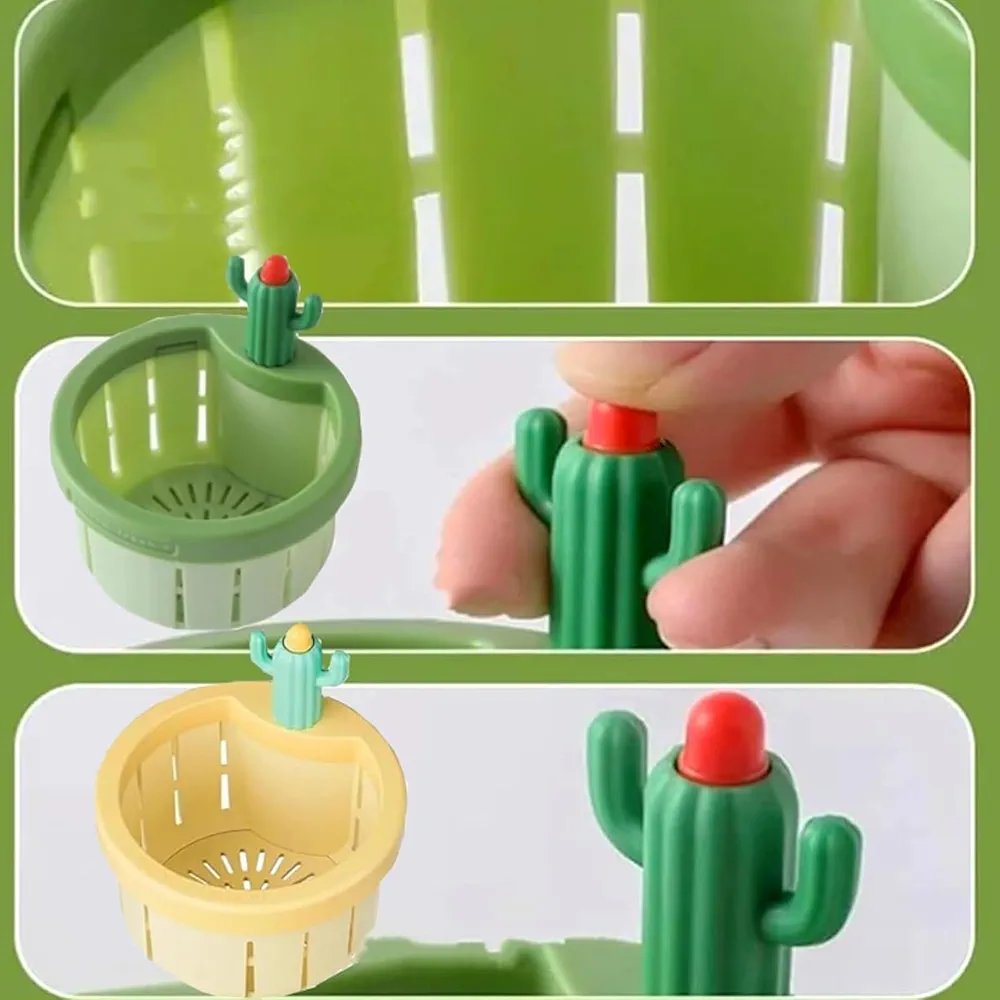 Cactus Kitchen Sink Strainer - Automatic Press Drain Filter Basket, Silicone Waste Collector, Multi-Functional Sink Filter Net with Lift Basket for Easy Disposal - Image 6