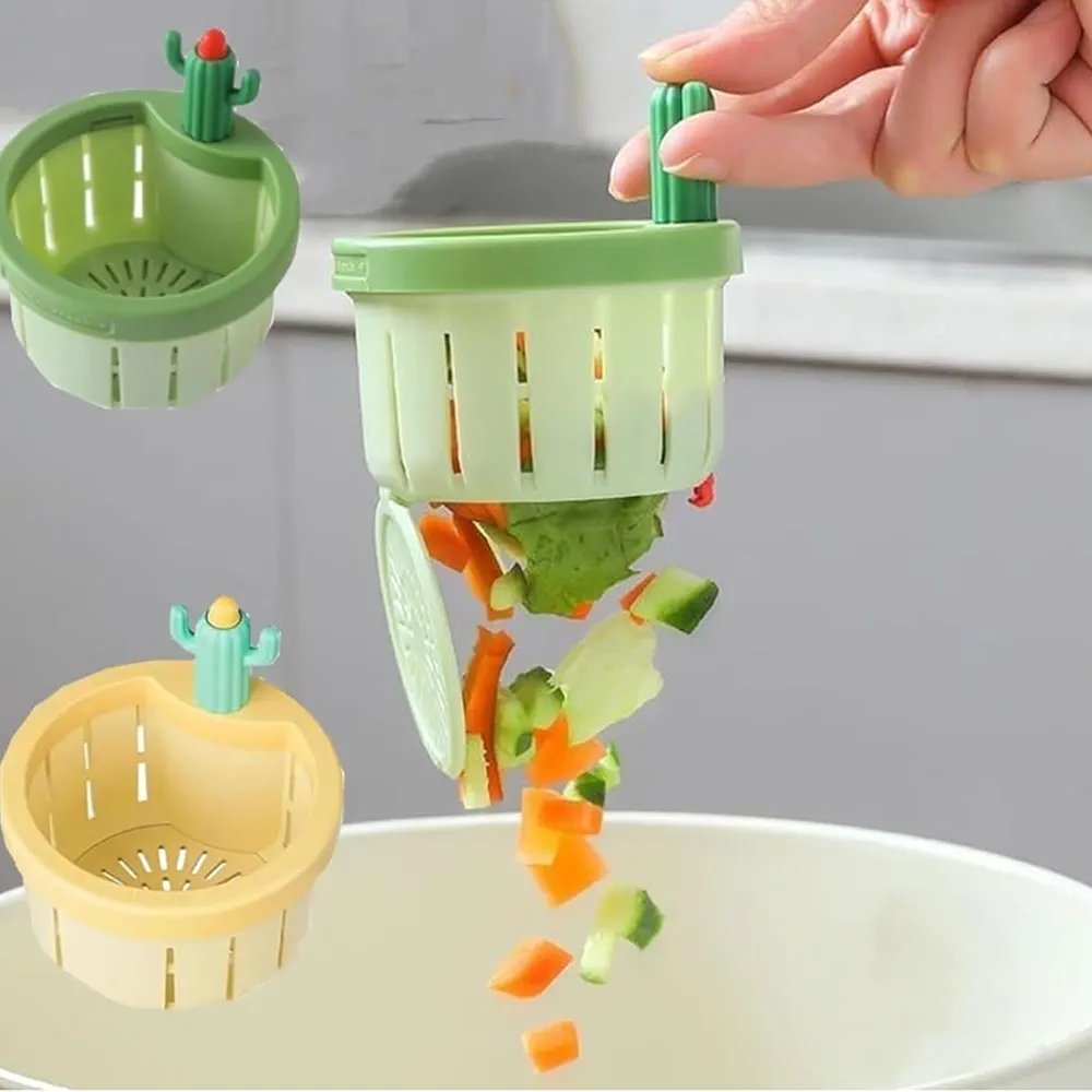 Cactus Kitchen Sink Strainer - Automatic Press Drain Filter Basket, Silicone Waste Collector, Multi-Functional Sink Filter Net with Lift Basket for Easy Disposal - Image 2