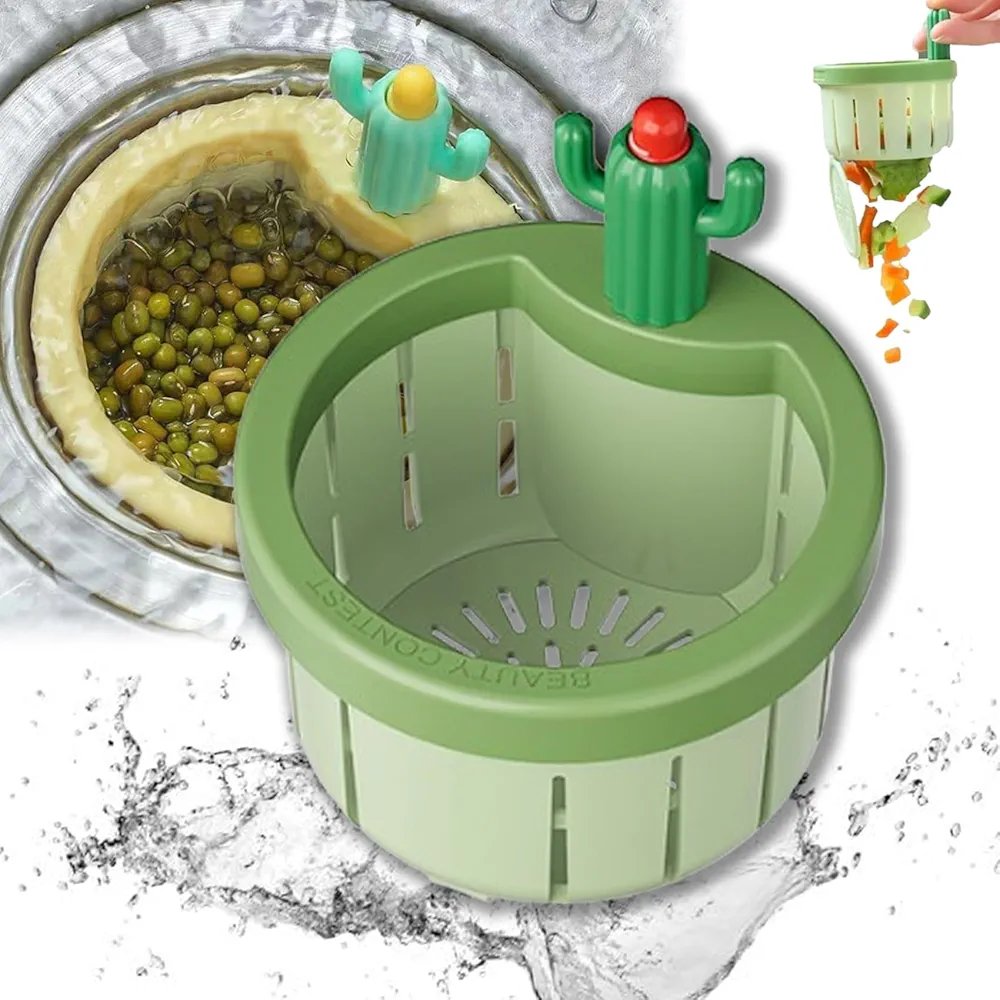 Cactus Kitchen Sink Strainer - Automatic Press Drain Filter Basket, Silicone Waste Collector, Multi-Functional Sink Filter Net with Lift Basket for Easy Disposal - Image 7