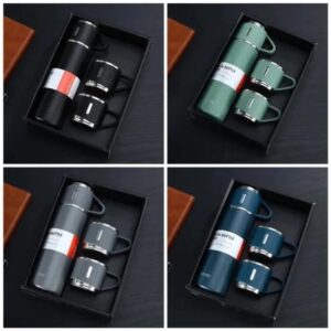 3-Piece Stainless Steel Vacuum Flask Set | Double Wall Insulated Travel Cups | Hot & Cold Beverage Bottles | BPA Free | Random Color (Set of 3)