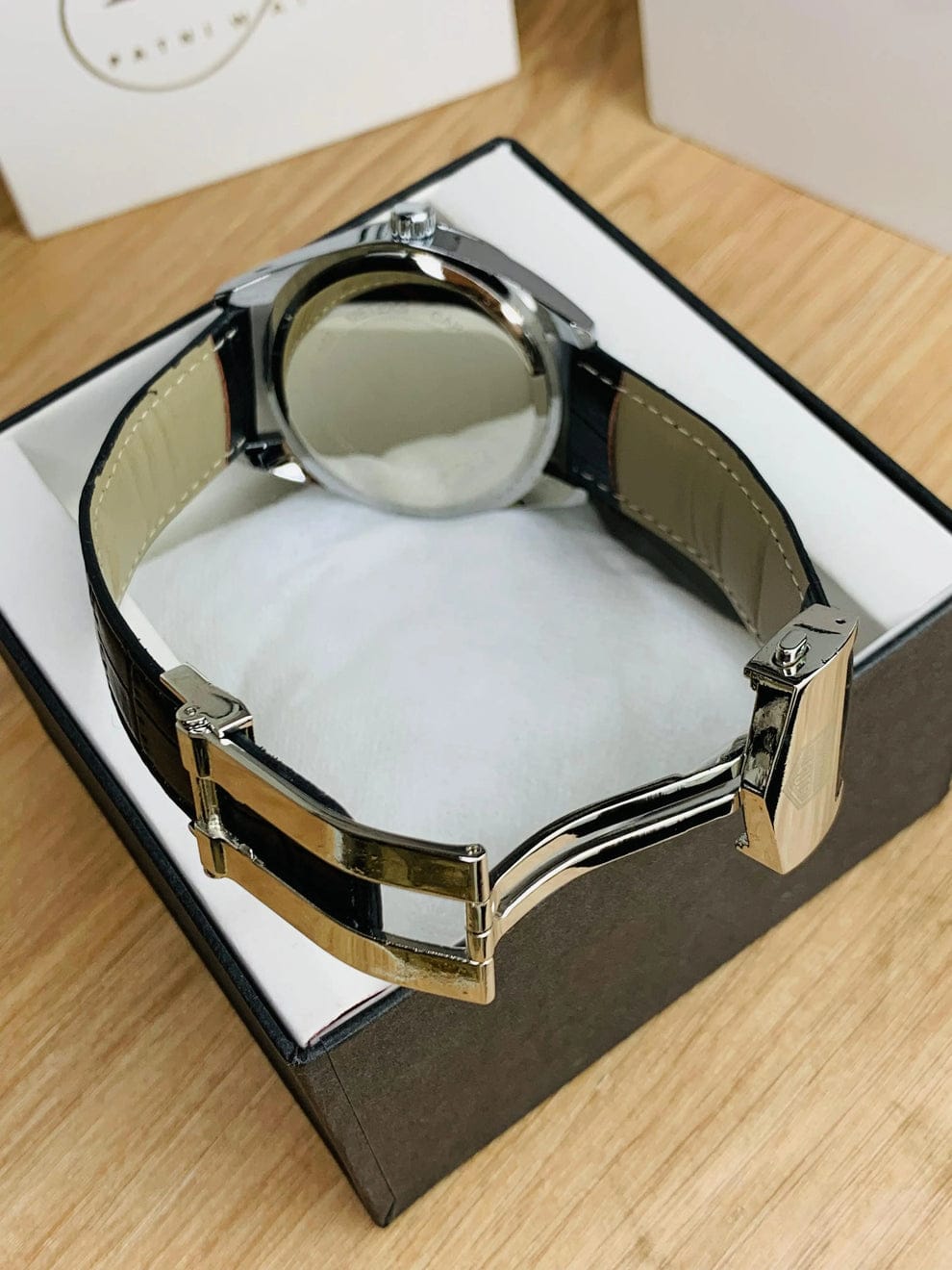 Premium Day-Date Men's Watch with Master Lock Clasp | Genuine Leather Strap, Quartz Movement, Water Resistant | Elegant Dress Watch for Business & Formal Wear - Image 5