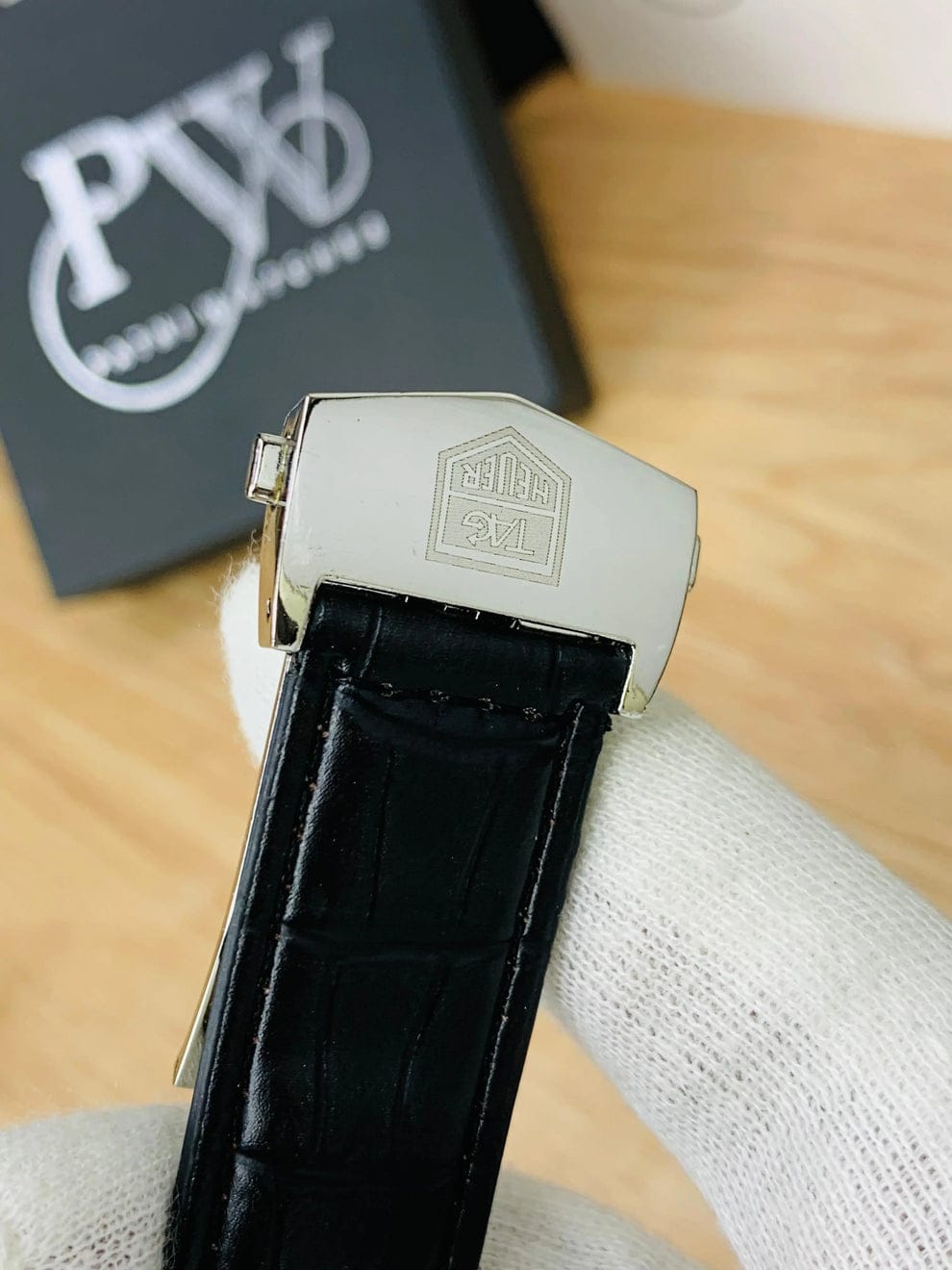 Premium Day-Date Men's Watch with Master Lock Clasp | Genuine Leather Strap, Quartz Movement, Water Resistant | Elegant Dress Watch for Business & Formal Wear - Image 6
