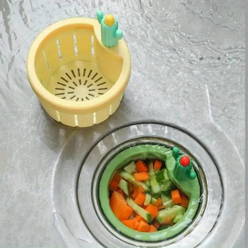 Cactus Kitchen Sink Strainer - Automatic Press Drain Filter Basket, Silicone Waste Collector, Multi-Functional Sink Filter Net with Lift Basket for Easy Disposal - Image 5