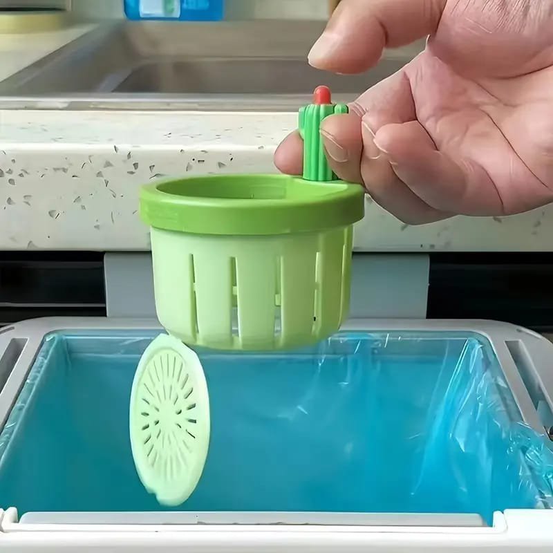Cactus Kitchen Sink Strainer - Automatic Press Drain Filter Basket, Silicone Waste Collector, Multi-Functional Sink Filter Net with Lift Basket for Easy Disposal