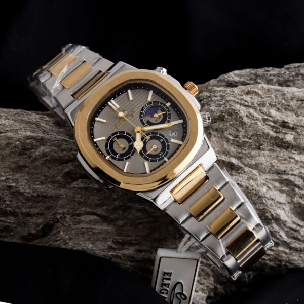 ELEGANCE 2048 Men's Chronograph Watch | Square Dial with Moon Phase & Date | Quartz Movement | Butterfly Lock Clasp | Multiple Colors | Gift Box & Bag - Image 4