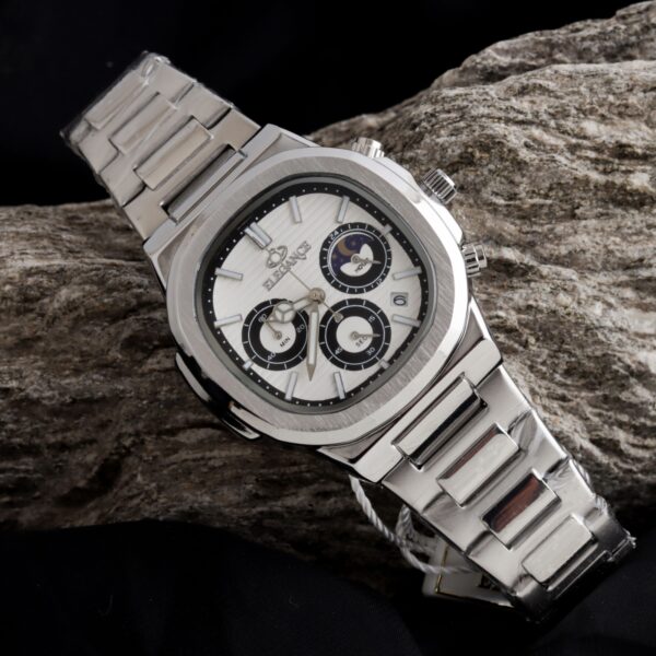 ELEGANCE 2048 Men's Chronograph Watch | Square Dial with Moon Phase & Date | Quartz Movement | Butterfly Lock Clasp | Multiple Colors | Gift Box & Bag - Image 13