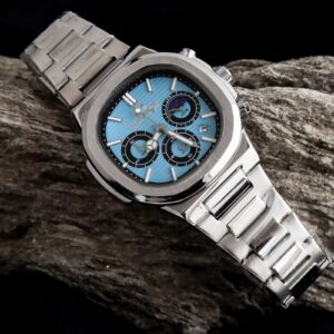 ELEGANCE 2048 Men's Chronograph Watch | Square Dial with Moon Phase & Date | Quartz Movement | Butterfly Lock Clasp | Multiple Colors | Gift Box & Bag