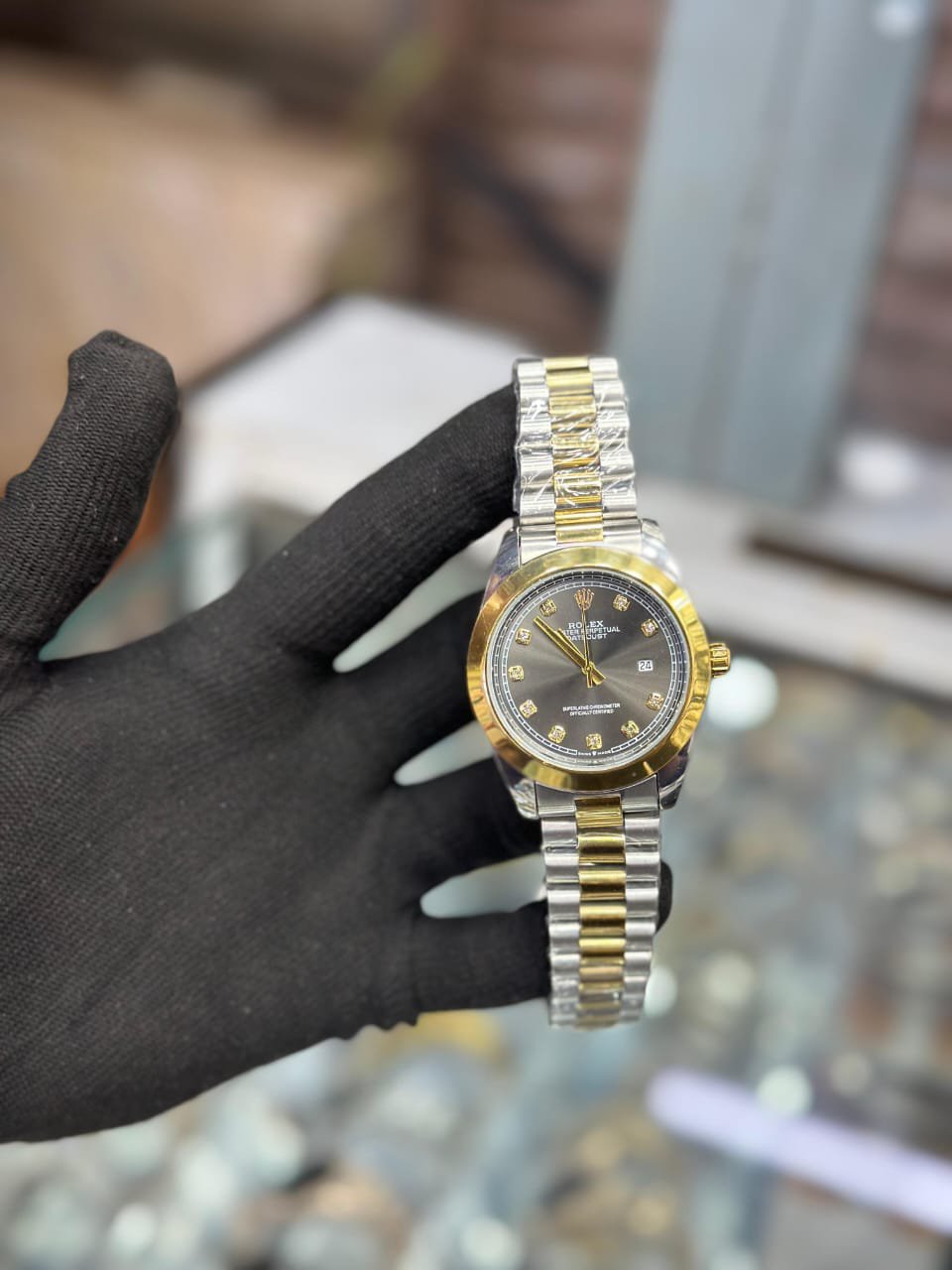 Rolex Style Luxury Watch for Men | 12 Nagina Diamond Dial | Date & Taj Lock | Water Resistant | Multiple Colors & Dials - Image 3