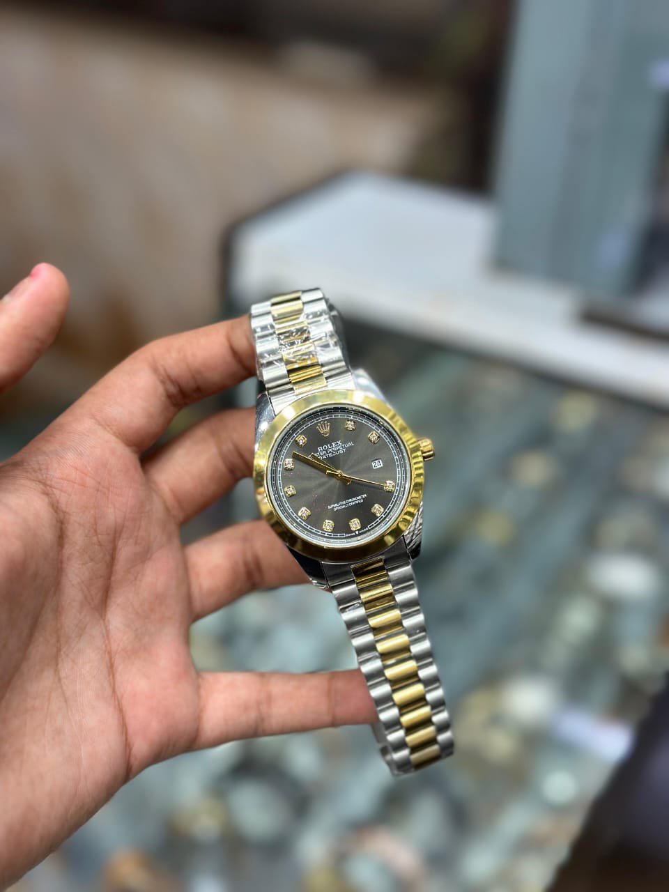 Rolex Style Luxury Watch for Men | 12 Nagina Diamond Dial | Date & Taj Lock | Water Resistant | Multiple Colors & Dials