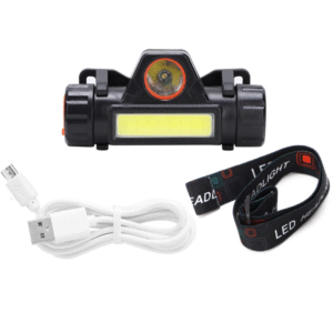 Rechargeable LED Headlamp - 5 Light Modes, COB Light & 10+ Hours Runtime - USB Head Torch for Running, Fishing, Camping, Hiking, and Emergency Use (Lightweight & Hands-Free)