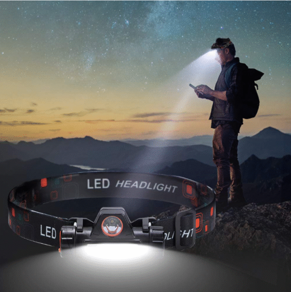 Rechargeable LED Headlamp - 5 Light Modes, COB Light & 10+ Hours Runtime - USB Head Torch for Running, Fishing, Camping, Hiking, and Emergency Use (Lightweight & Hands-Free) - Image 5
