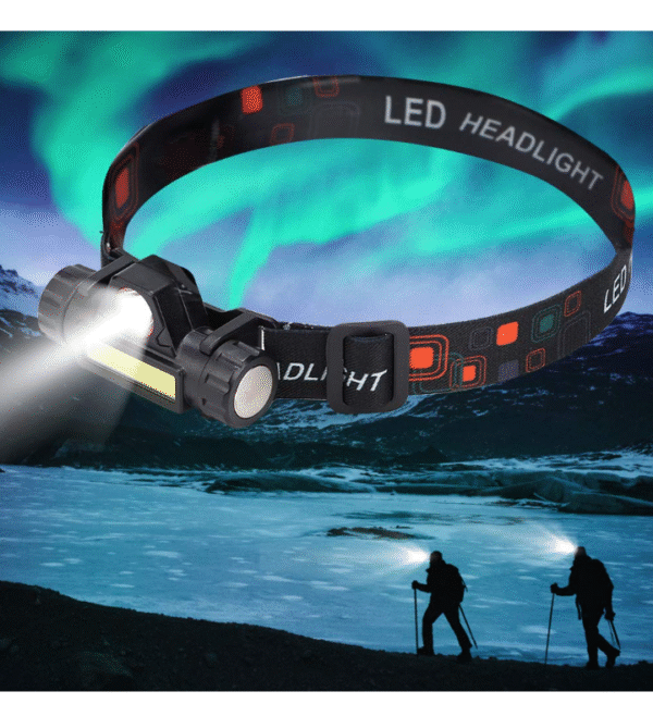 Rechargeable LED Headlamp - 5 Light Modes, COB Light & 10+ Hours Runtime - USB Head Torch for Running, Fishing, Camping, Hiking, and Emergency Use (Lightweight & Hands-Free) - Image 6