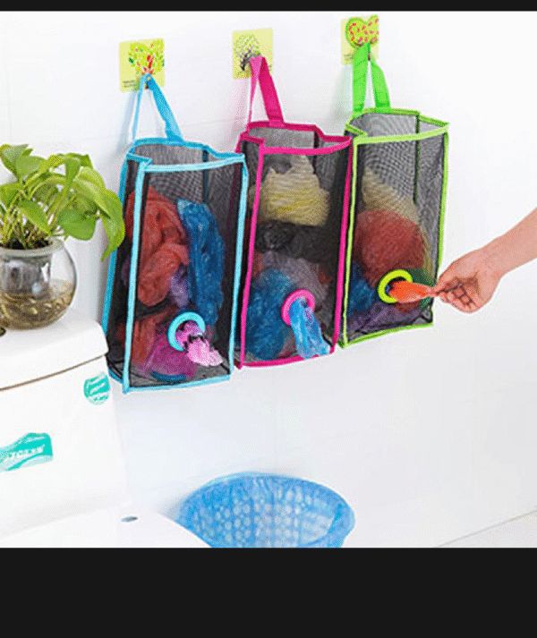 Hanging Storage Bag Organizer | PVC Net Bag Dispenser & Holder | Waterproof Wall Mount for Kitchen, Bathroom, Laundry | Folding Trash Bag Organizer, Grocery Bag Storage