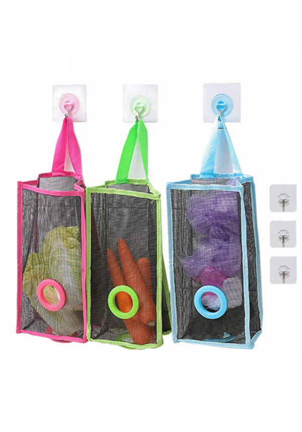Hanging Storage Bag Organizer | PVC Net Bag Dispenser & Holder | Waterproof Wall Mount for Kitchen, Bathroom, Laundry | Folding Trash Bag Organizer, Grocery Bag Storage - Image 2