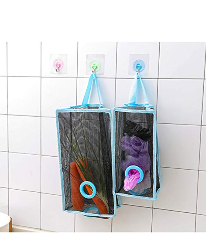 Hanging Storage Bag Organizer | PVC Net Bag Dispenser & Holder | Waterproof Wall Mount for Kitchen, Bathroom, Laundry | Folding Trash Bag Organizer, Grocery Bag Storage - Image 3