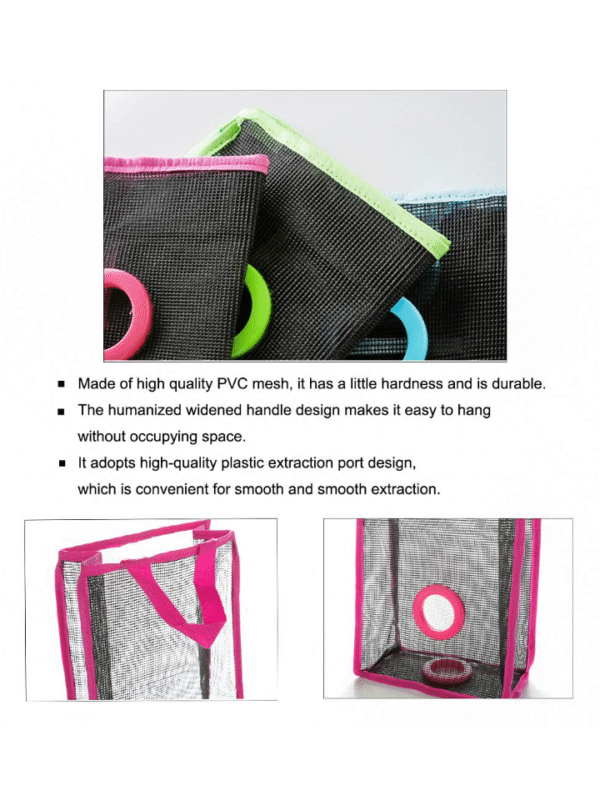 Hanging Storage Bag Organizer | PVC Net Bag Dispenser & Holder | Waterproof Wall Mount for Kitchen, Bathroom, Laundry | Folding Trash Bag Organizer, Grocery Bag Storage - Image 5