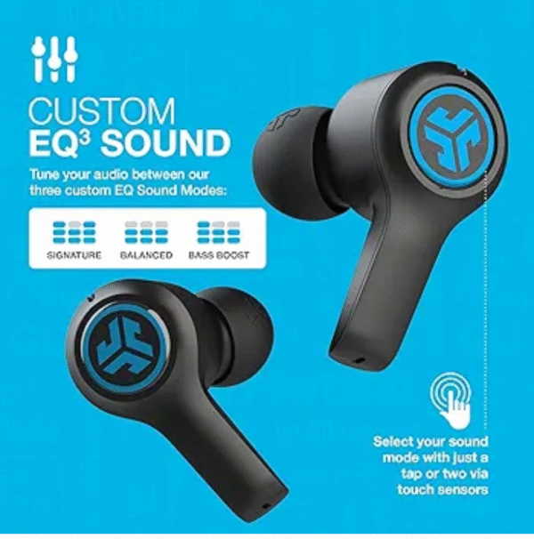 JLab JBuds Air Play Gaming True Wireless Earbuds, 30+ Total Hours of Bluetooth 5 Playtime Super-Low Latency for Mobile Gameplay, Built-in Microphone, Dual Connect, EQ3 Sound / C3 Chatting - Image 4